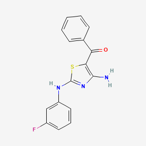 molecular formula C16H12FN3OS B11066269 {4-Amino-2-[(3-fluorophenyl)amino]-1,3-thiazol-5-yl}(phenyl)methanone 