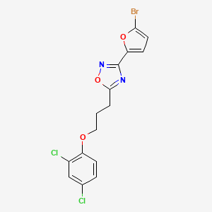 molecular formula C15H11BrCl2N2O3 B11066289 3-(5-Bromofuran-2-yl)-5-[3-(2,4-dichlorophenoxy)propyl]-1,2,4-oxadiazole 