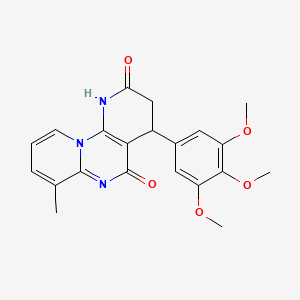 molecular formula C21H21N3O5 B11066315 11-methyl-6-(3,4,5-trimethoxyphenyl)-1,3,9-triazatricyclo[8.4.0.02,7]tetradeca-2(7),9,11,13-tetraene-4,8-dione 