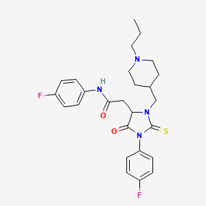 N-(4-fluorophenyl)-2-{1-(4-fluorophenyl)-5-oxo-3-[(1-propylpiperidin-4-yl)methyl]-2-thioxoimidazolidin-4-yl}acetamide