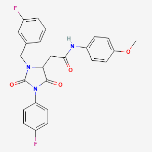 2-[3-(3-fluorobenzyl)-1-(4-fluorophenyl)-2,5-dioxoimidazolidin-4-yl]-N-(4-methoxyphenyl)acetamide