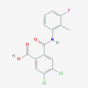 molecular formula C15H10Cl2FNO3 B11066376 4,5-Dichloro-2-[(3-fluoro-2-methylphenyl)carbamoyl]benzoic acid 