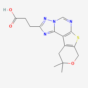 molecular formula C15H16N4O3S B11066402 3-(14,14-dimethyl-13-oxa-10-thia-3,5,6,8-tetrazatetracyclo[7.7.0.02,6.011,16]hexadeca-1(9),2,4,7,11(16)-pentaen-4-yl)propanoic acid 