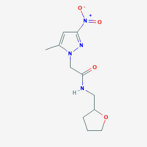 molecular formula C11H16N4O4 B11066417 2-(5-methyl-3-nitro-1H-pyrazol-1-yl)-N-(tetrahydrofuran-2-ylmethyl)acetamide 