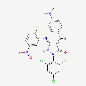 (4E)-5-[(2-chloro-5-nitrophenyl)amino]-4-[4-(dimethylamino)benzylidene]-2-(2,4,6-trichlorophenyl)-2,4-dihydro-3H-pyrazol-3-one