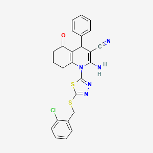 2-Amino-1-{5-[(2-chlorobenzyl)sulfanyl]-1,3,4-thiadiazol-2-yl}-5-oxo-4-phenyl-1,4,5,6,7,8-hexahydroquinoline-3-carbonitrile