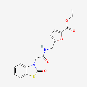 molecular formula C17H16N2O5S B11066555 ethyl 5-({[(2-oxo-1,3-benzothiazol-3(2H)-yl)acetyl]amino}methyl)furan-2-carboxylate 