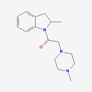 molecular formula C16H23N3O B11066563 1H-Indole, 2,3-dihydro-2-methyl-1-[2-(4-methyl-1-piperazinyl)acetyl]- 