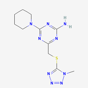 molecular formula C11H17N9S B11066594 [1,3,5]Triazine, 2-amino-4-(1-methyl-1H-tetrazol-5-ylsulfanylmethyl)-6-(piperidin-1-yl)- 