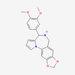 molecular formula C21H20N2O4 B11066643 4-(3,4-dimethoxyphenyl)-5,6-dihydro-4H-[1,3]dioxolo[4,5-h]pyrrolo[1,2-a][1,4]benzodiazepine 