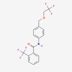 molecular formula C17H13F6NO2 B11066647 N-{4-[(2,2,2-trifluoroethoxy)methyl]phenyl}-2-(trifluoromethyl)benzamide 