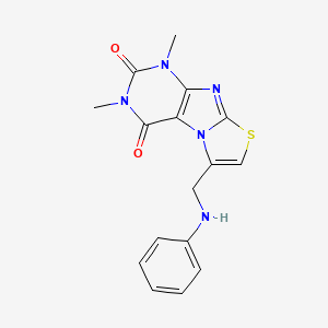 molecular formula C16H15N5O2S B11066656 6-(Anilinomethyl)-1,3-dimethyl[1,3]thiazolo[2,3-F]purine-2,4(1H,3H)-dione 