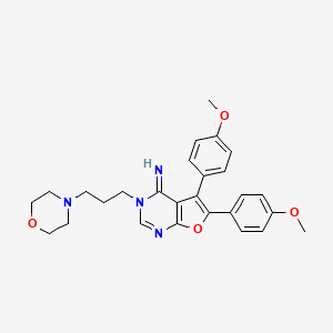 molecular formula C27H30N4O4 B11066672 5,6-bis(4-methoxyphenyl)-3-[3-(morpholin-4-yl)propyl]furo[2,3-d]pyrimidin-4(3H)-imine 