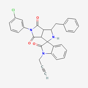 molecular formula C29H22ClN3O3 B11066686 3'-Benzyl-5'-(3-chlorophenyl)-1-prop-2-YN-1-YL-3A',6A'-dihydro-2'H-spiro[indole-3,1'-pyrrolo[3,4-C]pyrrole]-2,4',6'(1H,3'H,5'H)-trione 