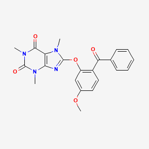 molecular formula C22H20N4O5 B11066687 8-[5-methoxy-2-(phenylcarbonyl)phenoxy]-1,3,7-trimethyl-3,7-dihydro-1H-purine-2,6-dione 