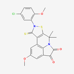 molecular formula C22H17ClN2O4S2 B11066768 9-(5-chloro-2-methoxyphenyl)-2-methoxy-7,7-dimethyl-10-thioxo-9,10-dihydro-7H-isothiazolo[5,4-c]pyrrolo[3,2,1-ij]quinoline-4,5-dione 