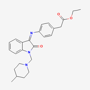 molecular formula C25H29N3O3 B11066781 ethyl [4-({(3Z)-1-[(4-methylpiperidin-1-yl)methyl]-2-oxo-1,2-dihydro-3H-indol-3-ylidene}amino)phenyl]acetate 