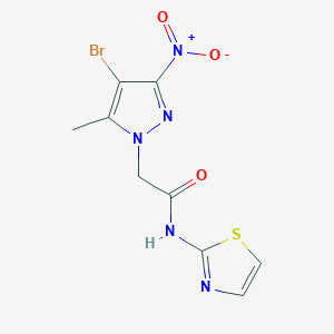 molecular formula C9H8BrN5O3S B11066789 2-(4-bromo-5-methyl-3-nitro-1H-pyrazol-1-yl)-N-1,3-thiazol-2-ylacetamide 