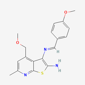 molecular formula C18H19N3O2S B11066822 4-(methoxymethyl)-N~3~-[(E)-(4-methoxyphenyl)methylidene]-6-methylthieno[2,3-b]pyridine-2,3-diamine 