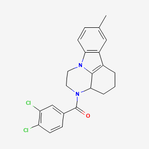 molecular formula C22H20Cl2N2O B11066864 (3,4-dichlorophenyl)(8-methyl-1,2,3a,4,5,6-hexahydro-3H-pyrazino[3,2,1-jk]carbazol-3-yl)methanone 