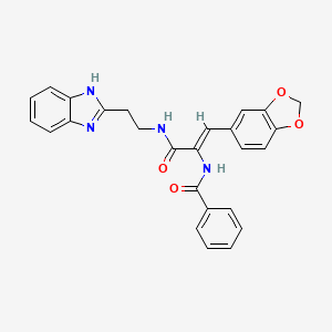 N-{(Z)-2-Benzo[1,3]dioxol-5-yl-1-[2-(1H-benzoimidazol-2-yl)-ethylcarbamoyl]-vinyl}-benzamide