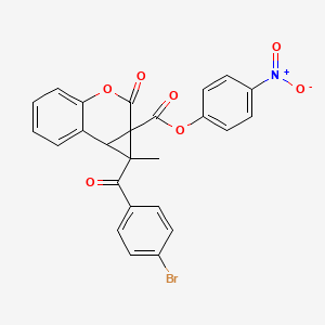 molecular formula C25H16BrNO7 B11066930 4-nitrophenyl 1-[(4-bromophenyl)carbonyl]-1-methyl-2-oxo-1,7b-dihydrocyclopropa[c]chromene-1a(2H)-carboxylate 