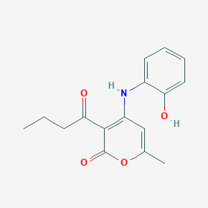 3-butanoyl-4-[(2-hydroxyphenyl)amino]-6-methyl-2H-pyran-2-one