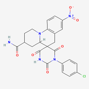 molecular formula C23H20ClN5O6 B11066956 1'-(4-chlorophenyl)-8-nitro-2',4',6'-trioxo-1',2,3,3',4,4',4a,6'-octahydro-1H,2'H,6H-spiro[pyrido[1,2-a]quinoline-5,5'-pyrimidine]-3-carboxamide 