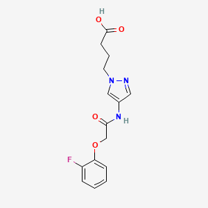 molecular formula C15H16FN3O4 B11066967 4-(4-{[(2-fluorophenoxy)acetyl]amino}-1H-pyrazol-1-yl)butanoic acid 