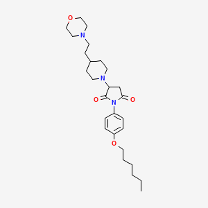 molecular formula C27H41N3O4 B11067006 1-[4-(Hexyloxy)phenyl]-3-{4-[2-(morpholin-4-yl)ethyl]piperidin-1-yl}pyrrolidine-2,5-dione 