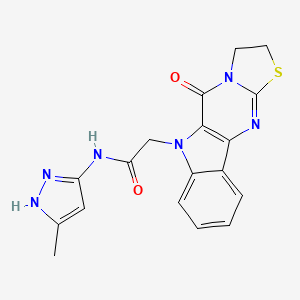 N-(5-methyl-1H-pyrazol-3-yl)-2-(10-oxo-14-thia-8,11,16-triazatetracyclo[7.7.0.02,7.011,15]hexadeca-1(9),2,4,6,15-pentaen-8-yl)acetamide