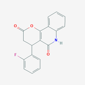 molecular formula C18H12FNO3 B11067045 4-(2-fluorophenyl)-4,6-dihydro-2H-pyrano[3,2-c]quinoline-2,5(3H)-dione 