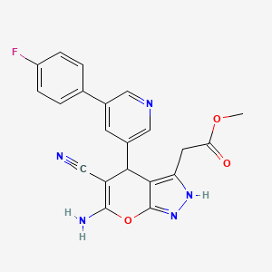 Methyl {6-amino-5-cyano-4-[5-(4-fluorophenyl)pyridin-3-yl]-2,4-dihydropyrano[2,3-c]pyrazol-3-yl}acetate