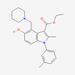 molecular formula C25H30N2O3 B11067076 ethyl 5-hydroxy-2-methyl-1-(3-methylphenyl)-4-(piperidin-1-ylmethyl)-1H-indole-3-carboxylate 