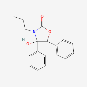 molecular formula C18H19NO3 B11067088 4-Hydroxy-4,5-diphenyl-3-propyl-1,3-oxazolidin-2-one 