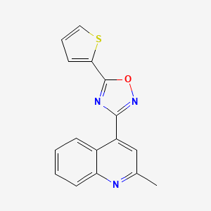 molecular formula C16H11N3OS B11067093 Quinoline, 2-methyl-4-(5-thiophen-2-yl-[1,2,4]oxadiazol-3-yl)- 