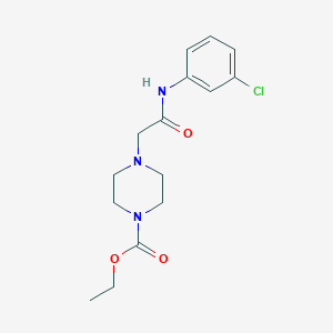 1(2H)-Pyrazinecarboxylic acid, 4-[2-[(3-chlorophenyl)amino]-2-oxoethyl]tetrahydro-, ethyl ester