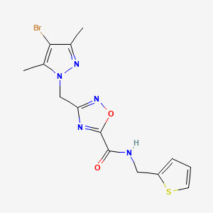 molecular formula C14H14BrN5O2S B11067125 3-[(4-bromo-3,5-dimethyl-1H-pyrazol-1-yl)methyl]-N-(thiophen-2-ylmethyl)-1,2,4-oxadiazole-5-carboxamide 