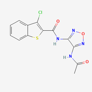 molecular formula C13H9ClN4O3S B11067131 N-(4-acetamido-1,2,5-oxadiazol-3-yl)-3-chloro-1-benzothiophene-2-carboxamide 