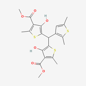 molecular formula C21H22O6S3 B11067145 Dimethyl 5,5'-[(2,5-dimethylthiophen-3-yl)methanediyl]bis(4-hydroxy-2-methylthiophene-3-carboxylate) 