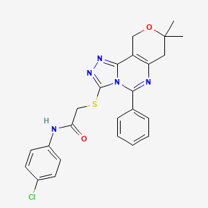 N-(4-chlorophenyl)-2-[(8,8-dimethyl-5-phenyl-7,10-dihydro-8H-pyrano[3,4-e][1,2,4]triazolo[4,3-c]pyrimidin-3-yl)sulfanyl]acetamide