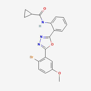 molecular formula C19H16BrN3O3 B11067182 N-{2-[5-(2-bromo-5-methoxyphenyl)-1,3,4-oxadiazol-2-yl]phenyl}cyclopropanecarboxamide 