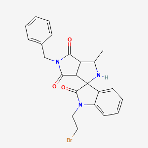 molecular formula C23H22BrN3O3 B11067214 5'-benzyl-1-(2-bromoethyl)-3'-methyl-3a',6a'-dihydro-2'H-spiro[indole-3,1'-pyrrolo[3,4-c]pyrrole]-2,4',6'(1H,3'H,5'H)-trione 