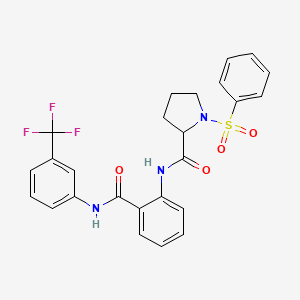 1-(phenylsulfonyl)-N-(2-{[3-(trifluoromethyl)phenyl]carbamoyl}phenyl)prolinamide