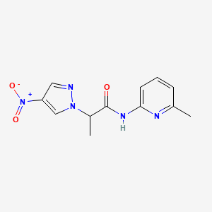 molecular formula C12H13N5O3 B11067270 N-(6-methylpyridin-2-yl)-2-(4-nitro-1H-pyrazol-1-yl)propanamide 