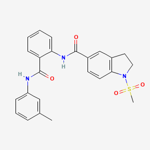 molecular formula C24H23N3O4S B11067276 N-{2-[(3-methylphenyl)carbamoyl]phenyl}-1-(methylsulfonyl)-2,3-dihydro-1H-indole-5-carboxamide 