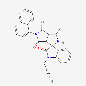 molecular formula C27H21N3O3 B11067278 3'-Methyl-5'-(1-naphthyl)-1-prop-2-YN-1-YL-3A',6A'-dihydro-2'H-spiro[indole-3,1'-pyrrolo[3,4-C]pyrrole]-2,4',6'(1H,3'H,5'H)-trione 