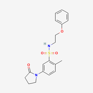 molecular formula C19H22N2O4S B11067279 2-methyl-5-(2-oxopyrrolidin-1-yl)-N-(2-phenoxyethyl)benzenesulfonamide 