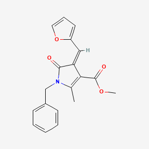 3H-Pyrrole-4-carboxylic acid, 3-(2-furanylmethylidene]-1,2-dihydro-5-methyl-2-oxo-1-(phenylmethyl)-, methyl ester