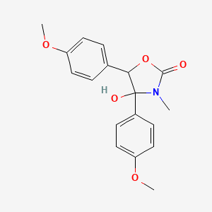 molecular formula C18H19NO5 B11067322 4-Hydroxy-4,5-bis(4-methoxyphenyl)-3-methyl-1,3-oxazolidin-2-one 